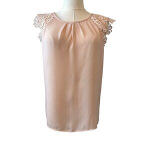 2/$25 Zara Basic Small Sleeveless Blush Pink Lace Shoulder Top